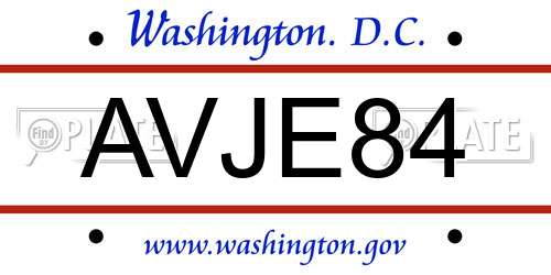 AVJE84 District Of Columbia License Plate