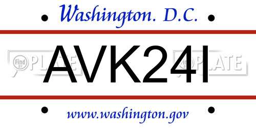 AVK24I District Of Columbia License Plate