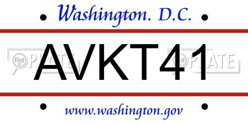 AVKT41 District Of Columbia License Plate