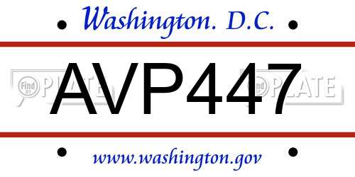 AVP447 District Of Columbia License Plate