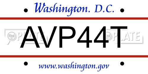 AVP44T District Of Columbia License Plate