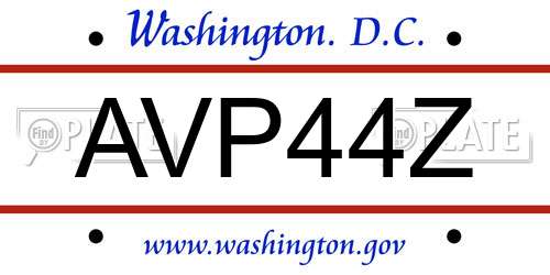 AVP44Z District Of Columbia License Plate