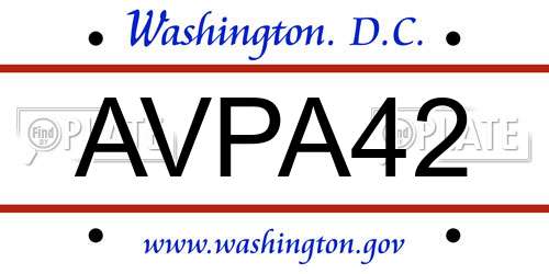AVPA42 District Of Columbia License Plate