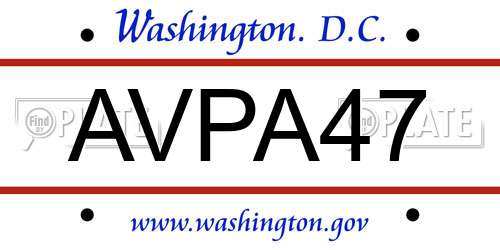 AVPA47 District Of Columbia License Plate
