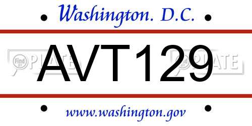 AVT129 District Of Columbia License Plate