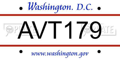 AVT179 District Of Columbia License Plate