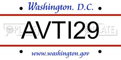 AVTI29 District Of Columbia License Plate