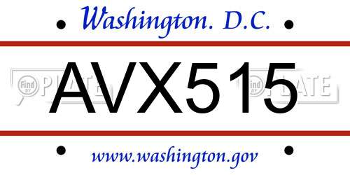 AVX515 District Of Columbia License Plate