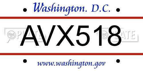 AVX518 District Of Columbia License Plate