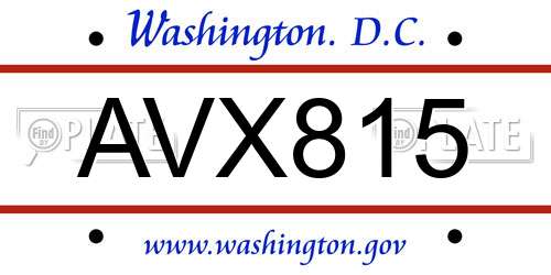 AVX815 District Of Columbia License Plate