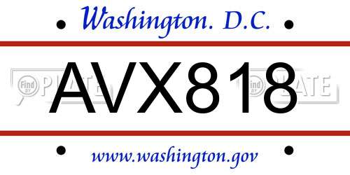 AVX818 District Of Columbia License Plate