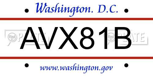 AVX81B District Of Columbia License Plate