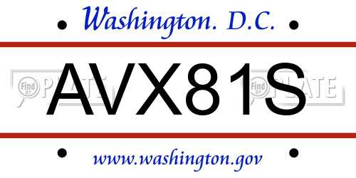 AVX81S District Of Columbia License Plate