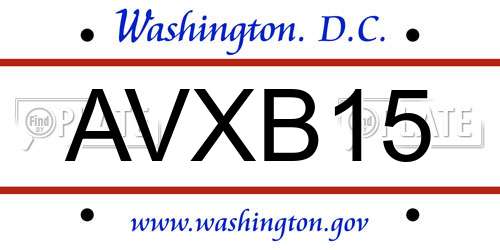 AVXB15 District Of Columbia License Plate
