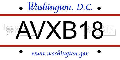 AVXB18 District Of Columbia License Plate