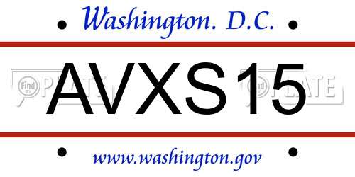 AVXS15 District Of Columbia License Plate