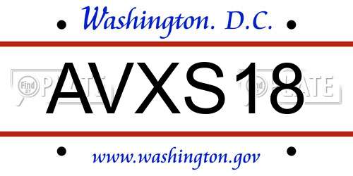 AVXS18 District Of Columbia License Plate