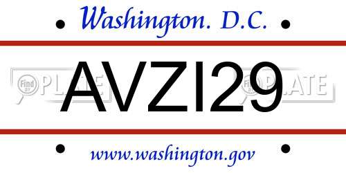 AVZI29 District Of Columbia License Plate