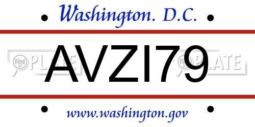 AVZI79 District Of Columbia License Plate