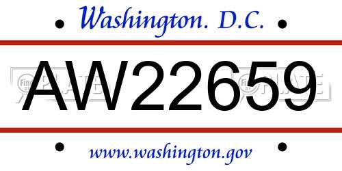 AW22659 District Of Columbia License Plate