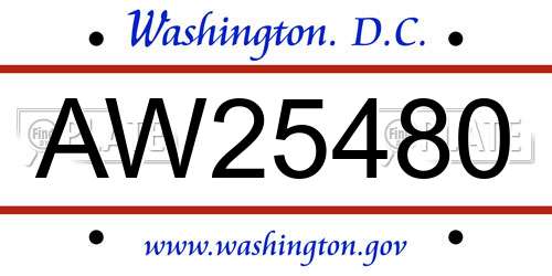 AW25480 District Of Columbia License Plate