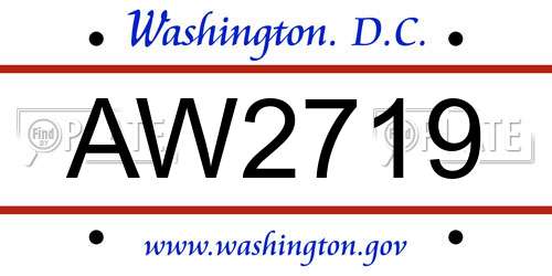 AW2719 District Of Columbia License Plate