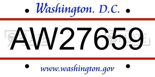 AW27659 District Of Columbia License Plate