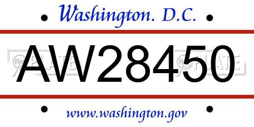 AW28450 District Of Columbia License Plate