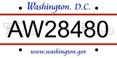 AW28480 District Of Columbia License Plate