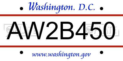 AW2B450 District Of Columbia License Plate