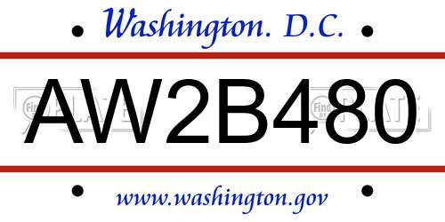 AW2B480 District Of Columbia License Plate