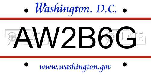AW2B6G District Of Columbia License Plate
