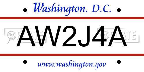 AW2J4A District Of Columbia License Plate