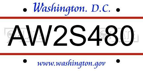 AW2S480 District Of Columbia License Plate