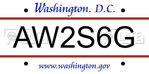 AW2S6G District Of Columbia License Plate