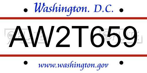 AW2T659 District Of Columbia License Plate