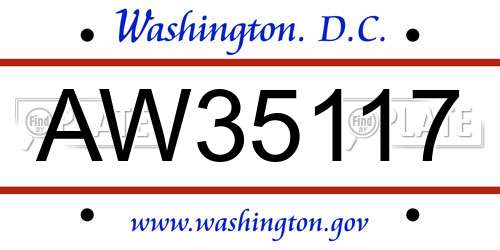 AW35117 District Of Columbia License Plate