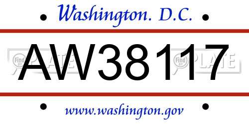 AW38117 District Of Columbia License Plate