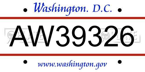 AW39326 District Of Columbia License Plate