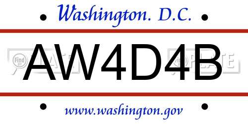 AW4D4B District Of Columbia License Plate