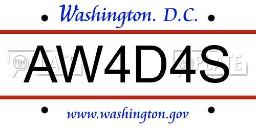 AW4D4S District Of Columbia License Plate