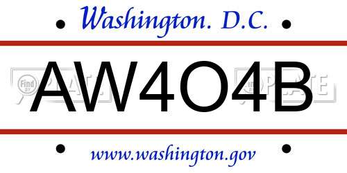 AW4O4B District Of Columbia License Plate