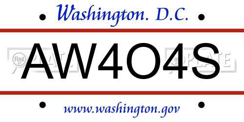 AW4O4S District Of Columbia License Plate