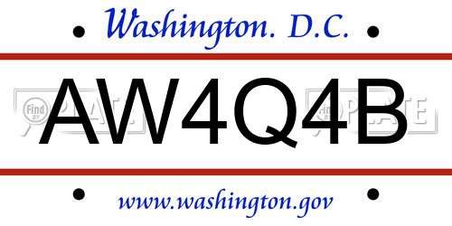 AW4Q4B District Of Columbia License Plate