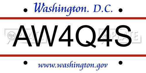 AW4Q4S District Of Columbia License Plate
