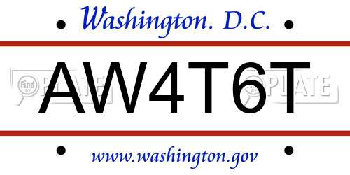 AW4T6T District Of Columbia License Plate