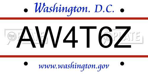 AW4T6Z District Of Columbia License Plate