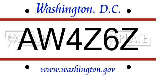 AW4Z6Z District Of Columbia License Plate