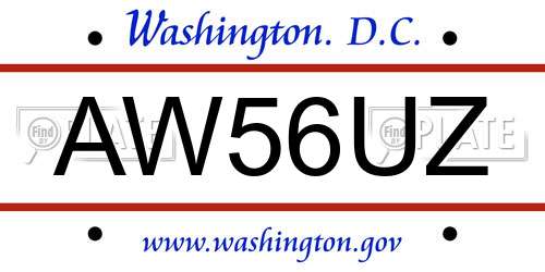 AW56UZ District Of Columbia License Plate