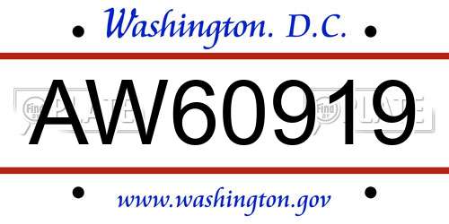 AW60919 District Of Columbia License Plate